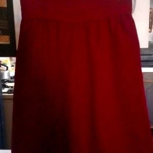 Burgundy Aline skirt with darts buttons and zipper